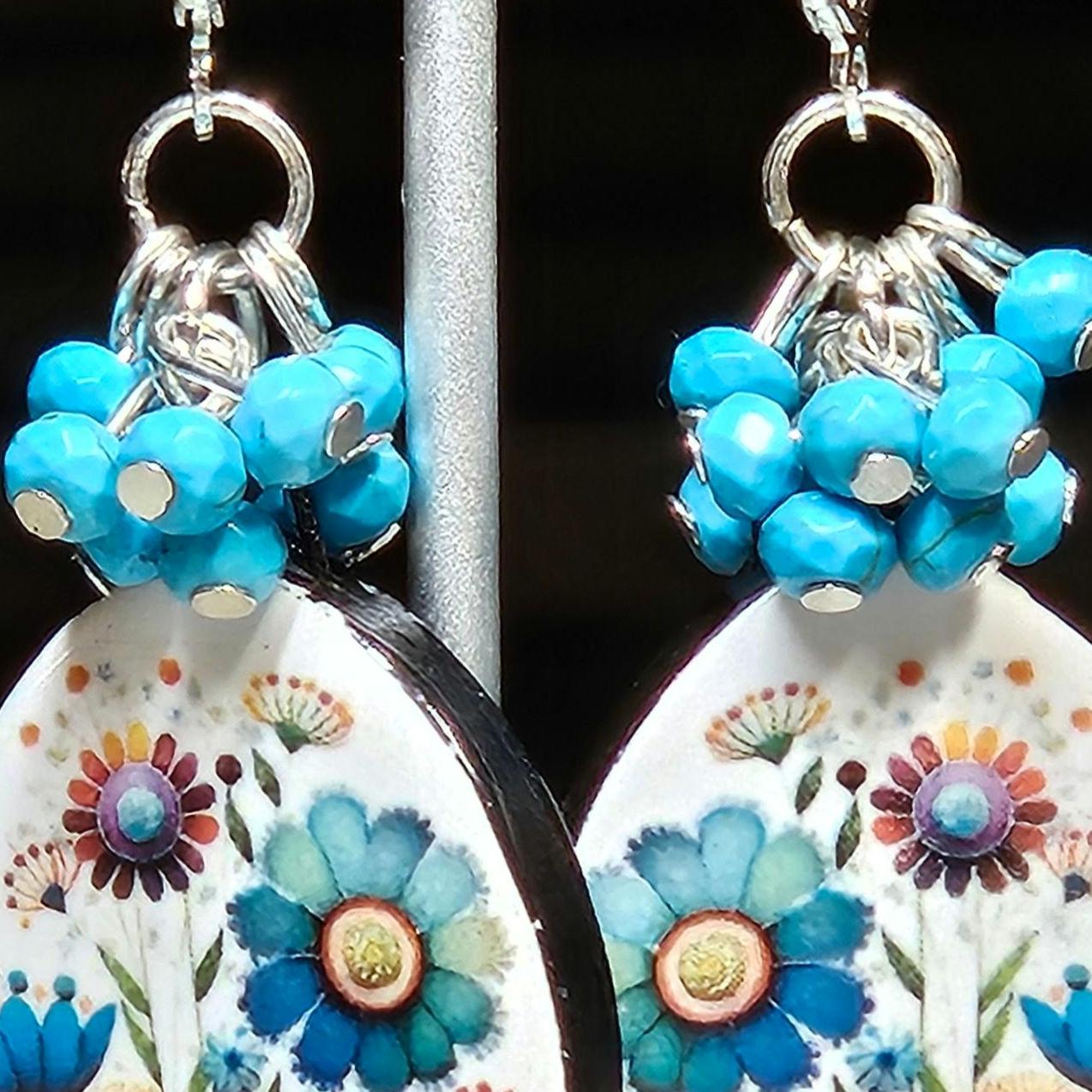 Artisan-made Porcelain Spring Gemstone Earrings / Lola Bleu Collection