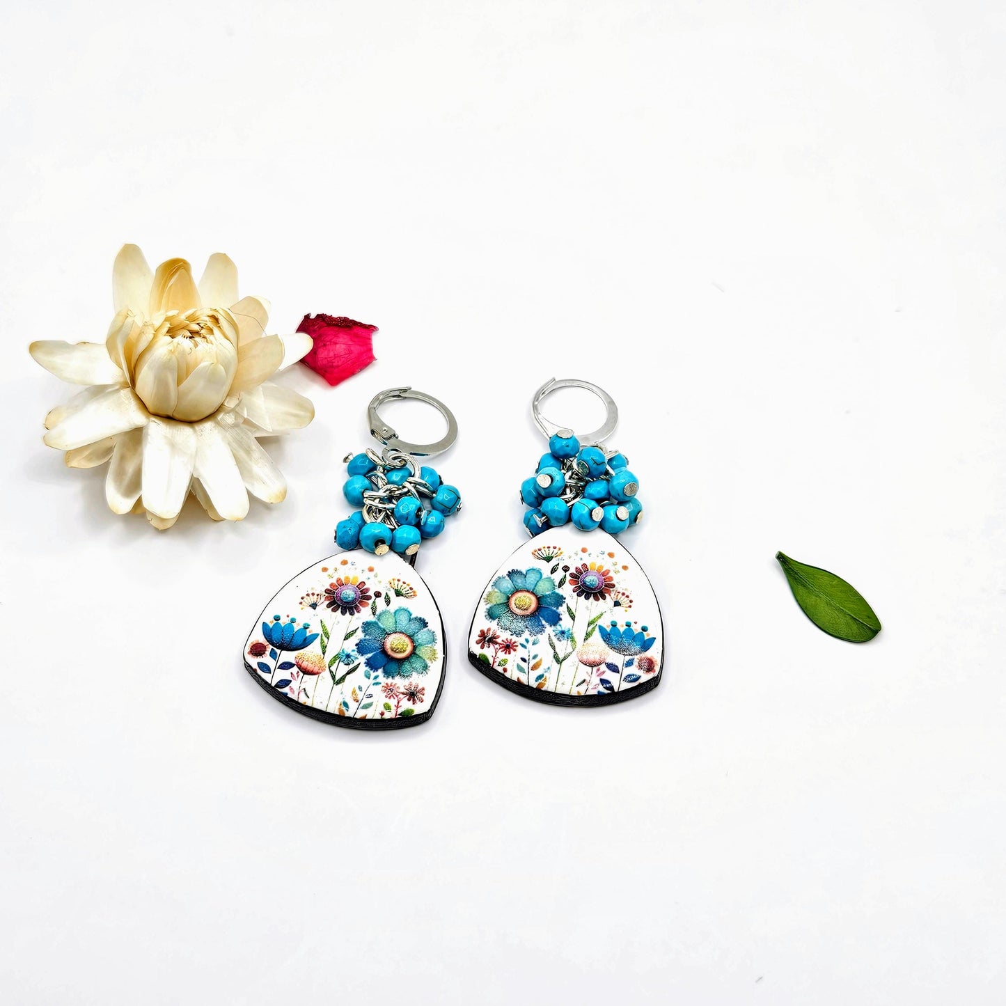 Artisan-made Porcelain Spring Gemstone Earrings / Lola Bleu Collection